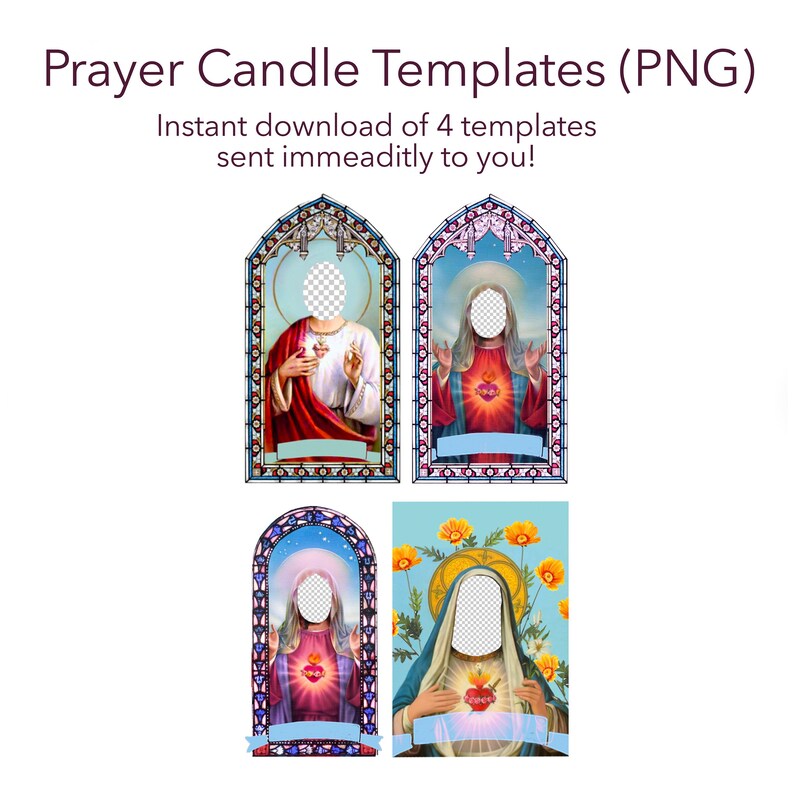 PNG Prayer Candle Templates set of 4 Digital Download Etsy