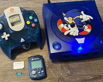 Sonic Edition FULLY UPGRADED Sega Dreamcast (Gdemu,128GB SD) + More!
