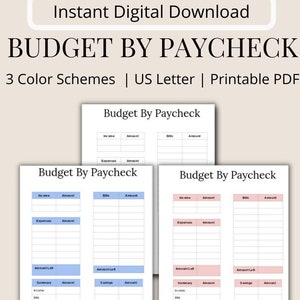 Budget By Paycheck Template, Paycheck Budget Printable, Budget Planner, Budget Template, PDF