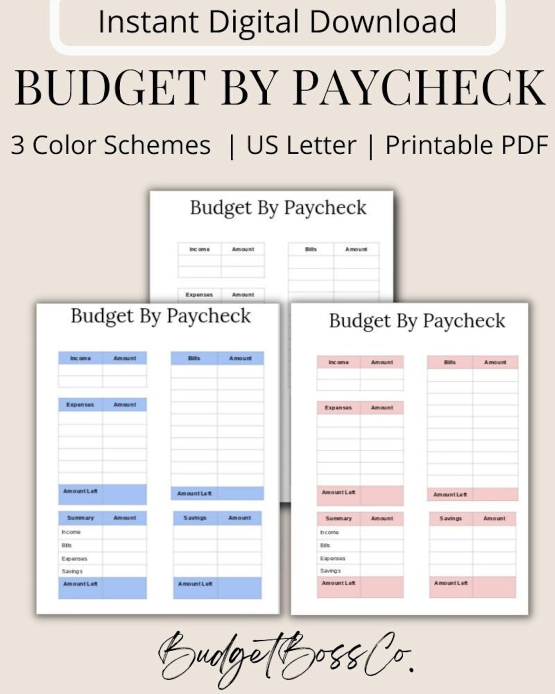 Budget by Paycheck Template, Paycheck Budget Printable, Budget Planner ...
