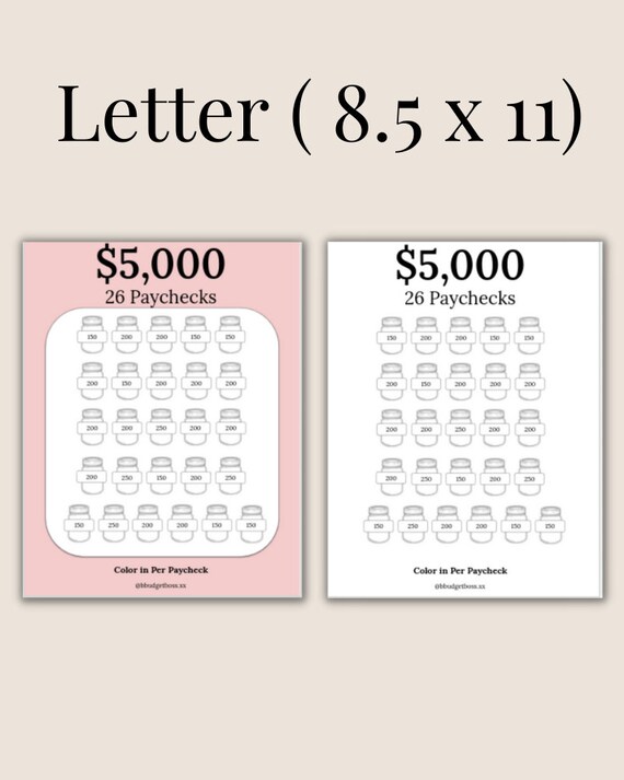 26 Paychecks Saving Challenge, Downloadable and Printable