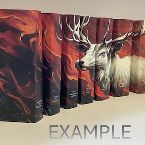 Throne of Glass-Inspired Book Sleeves & Dust Jackets - Red Fire and Stag - Customizable for Any Series - READ DESCRIPTION for instructions