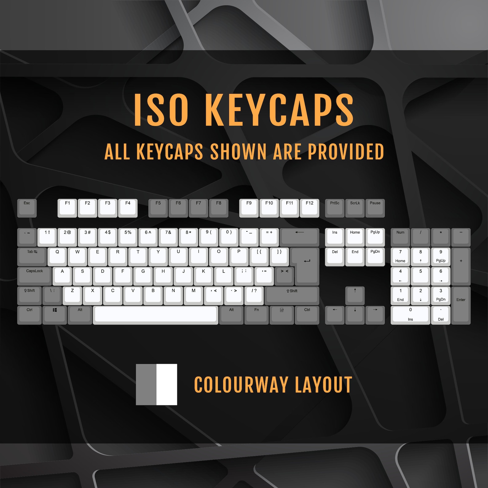 ISO/ANSI - Black & Yellow Double Shot PBT Keycaps - Full Set With ...