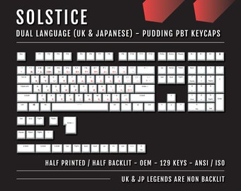 White Solstice Pudding Keykappen: UK & Japanisch Hiragana, Double Shot PBT