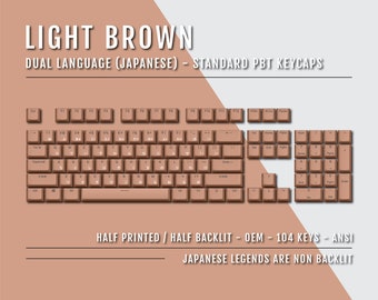Light Brown Japanese Hiragana Keycaps – Double Shot PBT, ANSI ISO