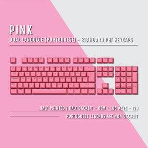 Roze Portugese keycaps: Double Shot PBT, ISO in twee talen