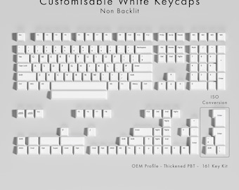 Custom White PBT Keycap Set - OEM Profile, 161 Keys