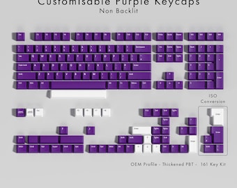 Purple PBT Keycaps: Customizable, Non-Backlit, OEM Profile