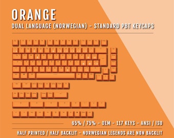 Oranje Noorse toetstoetsen: tweetalige double shot PBT: 65/75% ANSI/ISO
