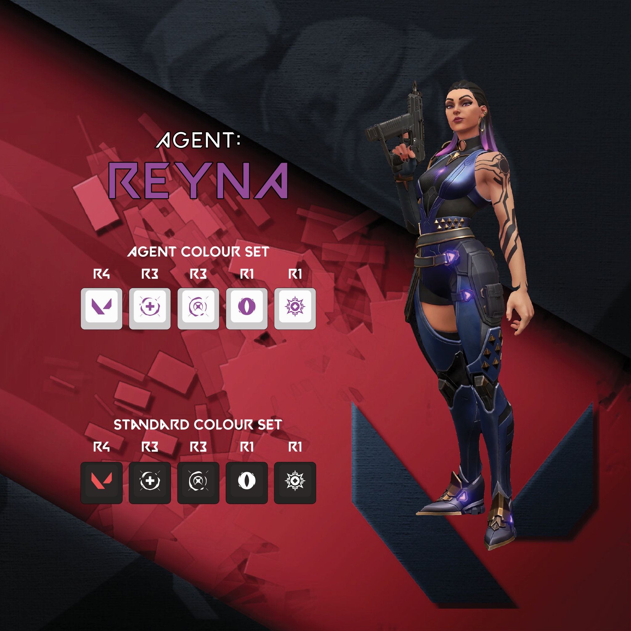 REYNA - Valorant Keycaps - Agent Abilities  - OEM Profile - Fits Cherry MX Switches & Compatible Others - Keycap Gifts