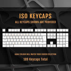 ISO/ANSI Japanese Kanji Pudding Double Shot PBT Keycaps White Backlit Full Set Oem Profile Sizes for 100, 80 Tkl, 75, 65 and 60 zdjęcie 4