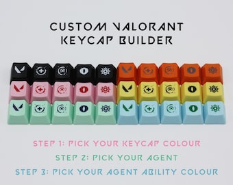 Valorant Keycaps - All Agents - Agent Abilities - OEM Profile - Fits Cherry MX Switches & Compatible Others - Keycap Gifts