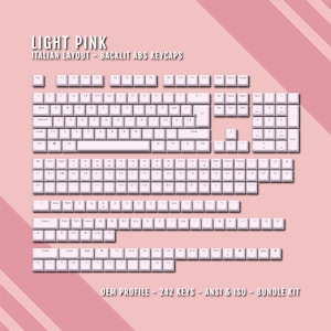 Ljusrosa bakgrundsbelysta italienska tangentbord - ISO-IT QWERTY-layout - Windows- och Mac-symboler - ABS-material - För 60/65/75/80/96/100% tangentbord