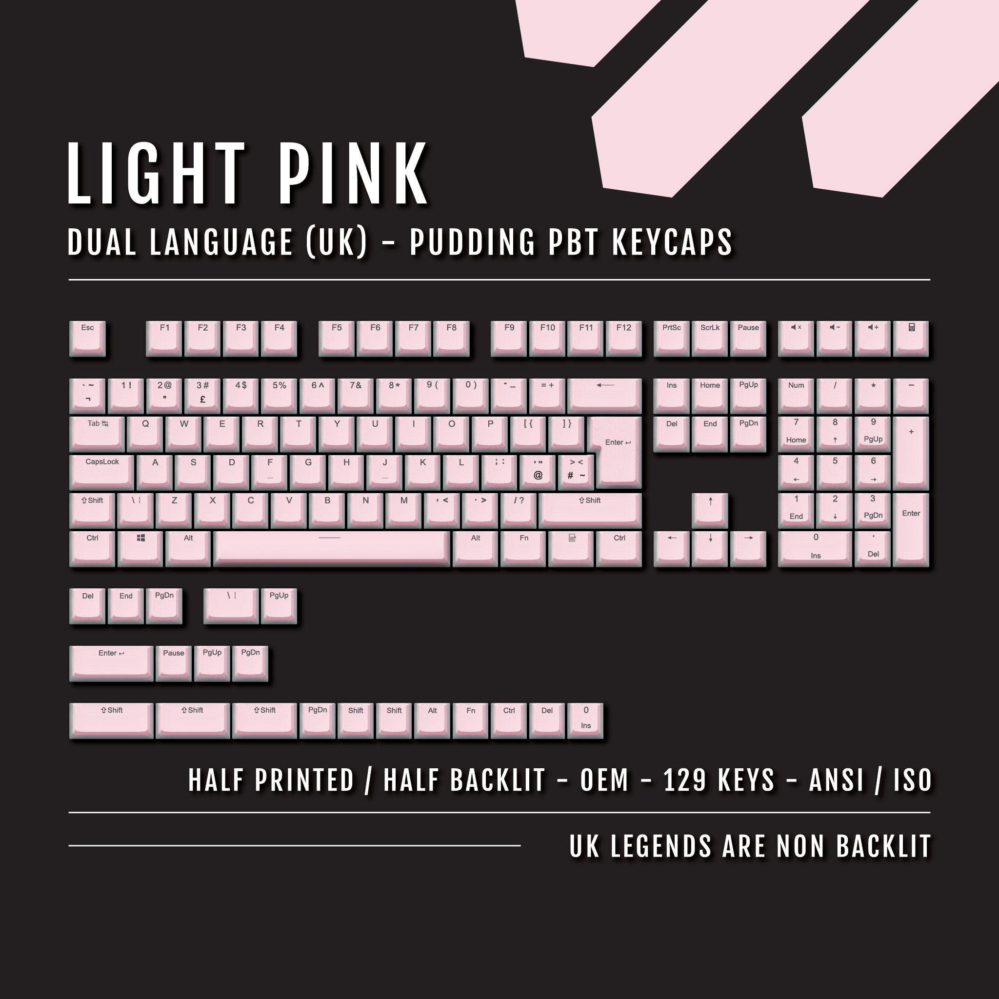 Light Pink Pudding Keycaps: Dual Language UK, Double Shot PBT - Etsy