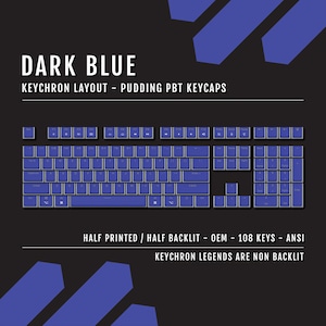 Dark Blue Pudding Keycaps: Keychron US ANSI, Double Shot PBT