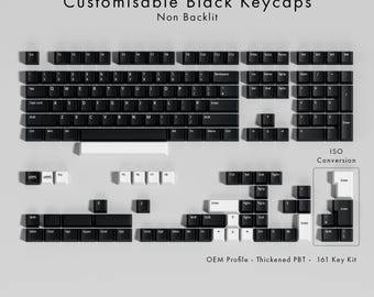 Custom Black PBT Keycap Set: Dye-Sub, OEM Profile