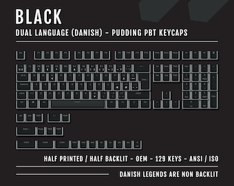 Teclas Black Danish Pudding: PBT de doble inyección, ANSI/ISO