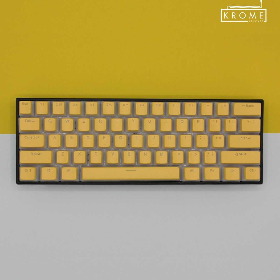 ISO/ANSI Light Yellow Pudding Double Shot PBT Keycaps Full Set With