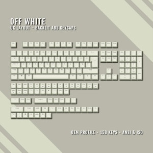 Off White Backlit UK Keycaps: ABS 158-Key Set