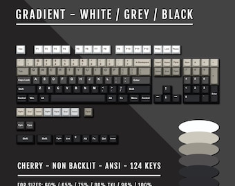 Teclas PBT con degradado blanco/gris/negro - ANSI - Perfil Cherry