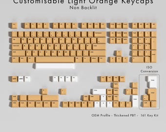 Light Orange PBT Keycaps: Customizable OEM Profile, 161 Keys