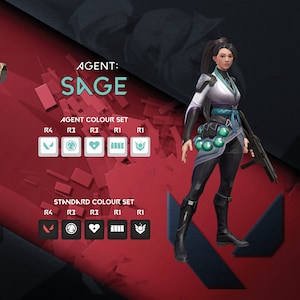 SAGE - Valorant Keycaps - Agent Abilities  - OEM Profile - Fits Cherry MX Switches & Compatible Others - Keycap Gifts