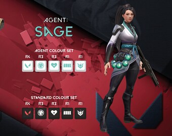 SAGE - Valorant Keycaps - Agent Abilities  - OEM Profile - Fits Cherry MX Switches & Compatible Others - Keycap Gifts