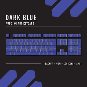 Dark Blue Pudding Keycaps: Backlit Double Shot PBT, ANSI