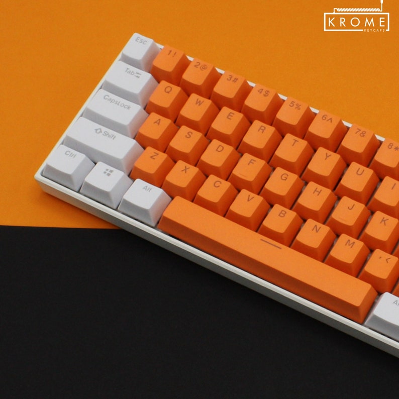 ISO/ANSI - White & Orange Double Shot PBT Keycaps - Full Set with Backlighting - Oem Profile (Sizes for 104/105, 80 Tkl and 60) - Sale image 2