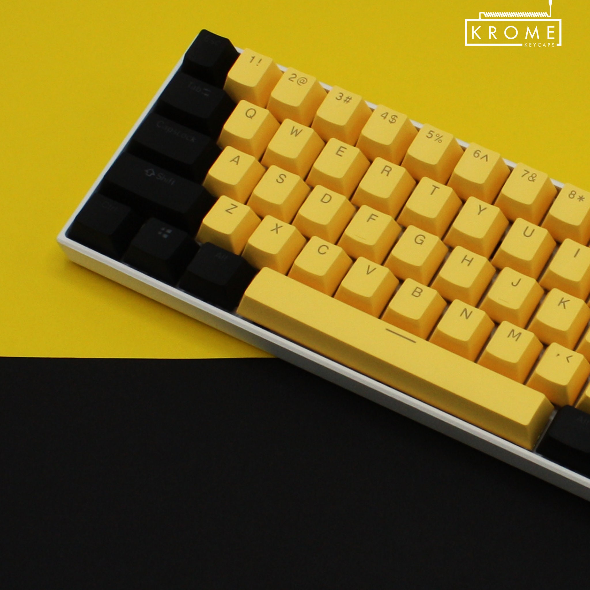 ISO/ANSI - Black & Yellow Double Shot PBT Keycaps - Full Set With ...