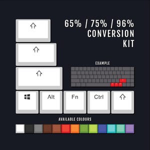 Peut inclure: Un kit de conversion de clavier avec une variété de couleurs. Le kit comprend des touches, des stabilisateurs et d'autres accessoires. Le kit est conçu pour aider les utilisateurs à personnaliser leurs claviers. Le kit comprend une variété de couleurs, notamment le rouge, le bleu, le vert et le jaune. Le kit comprend également une variété de touches, notamment les touches fléchées, les touches de fonction et les touches numériques. Le kit est conçu pour aider les utilisateurs à personnaliser leurs claviers.