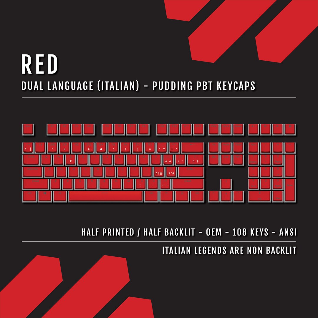 Red Italian Pudding Keycaps: Double Shot PBT, 108 Keys - Etsy