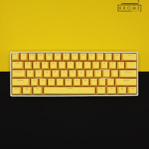 ISO/ANSI - Capuchons de touches jaunes PBT Double Shot - Jeu complet avec rétroéclairage - Profil OEM (tailles pour 104/105, 80 Tkl et 60)