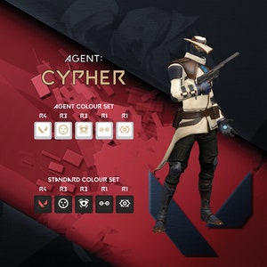 CYPHER - Valorant Tastenkappen - Mitarbeiter Fähigkeiten - Soem Profil - Passend für Cherry MX Switches & kompatible Andere - Tastenkappen Geschenke