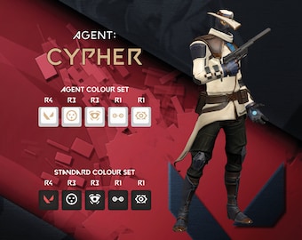 CYPHER - Valorant Keycaps - Agent Abilities  - OEM Profile - Fits Cherry MX Switches & Compatible Others - Keycap Gifts