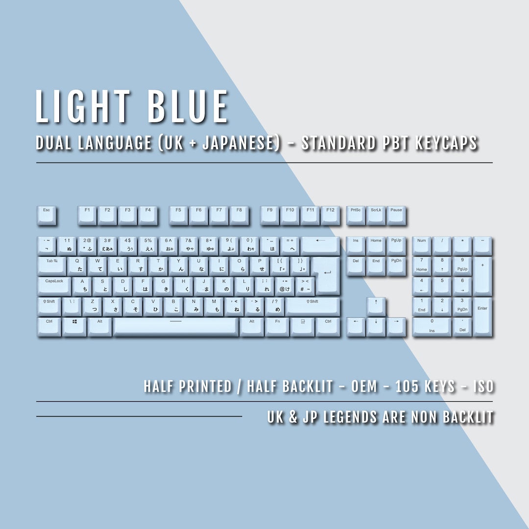 UK Light Blue Japanese hiragana Keycaps Dual Language Etsy