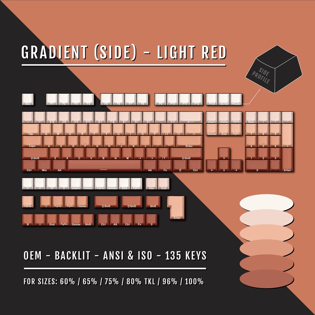 Transparent Red Gradient Keycaps Light Red Gradient PBT Keycaps: ANSI ISO Backlit - Etsy