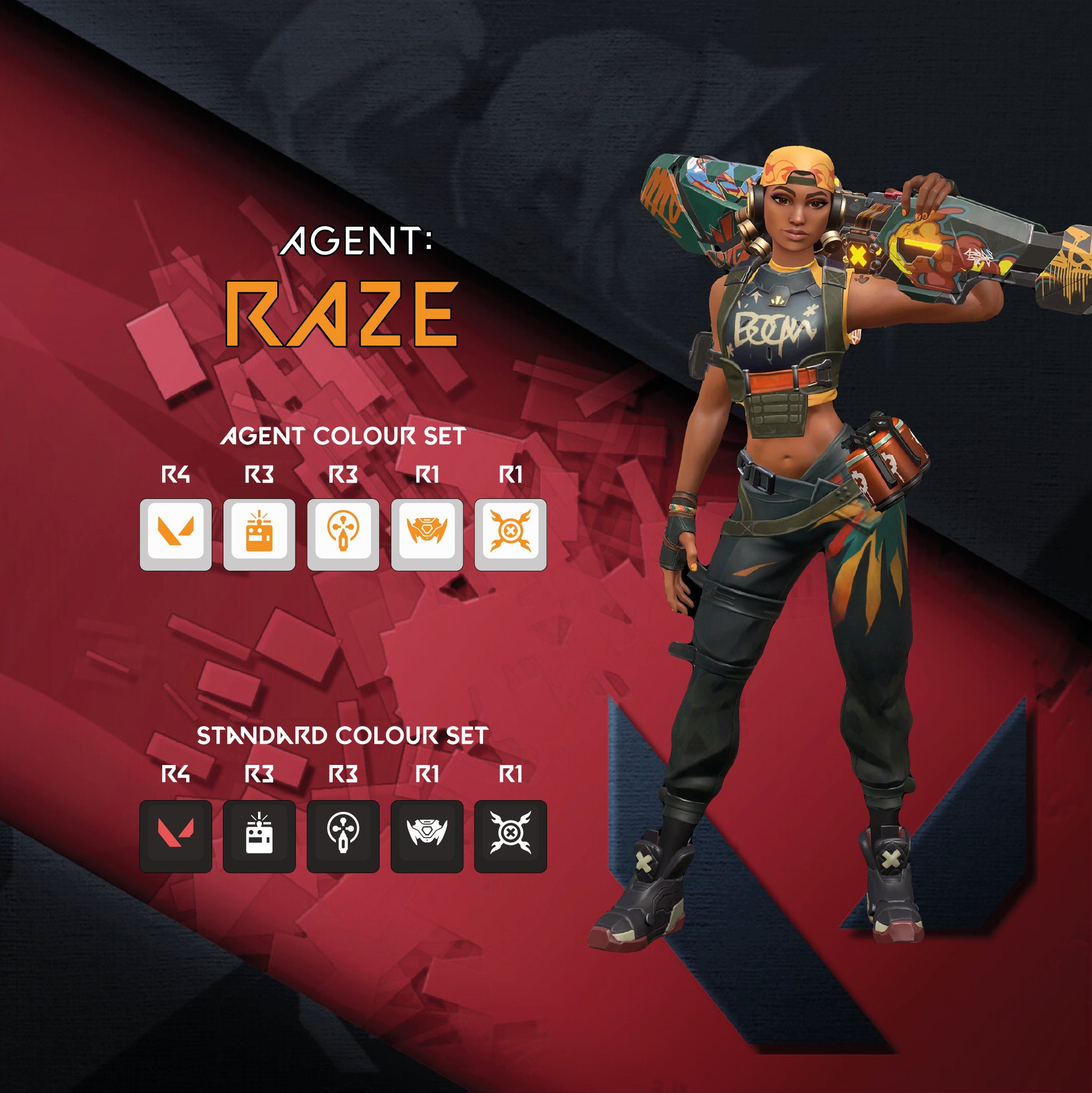 RAZE Valorant Keycaps Agent Abilities OEM Profile Fits pic