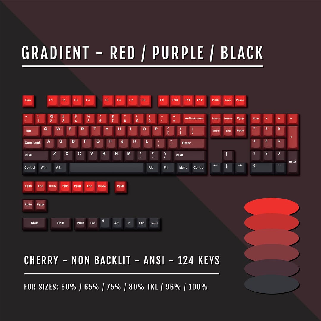 Red Gradient Keycaps Red/purple/black Gradient PBT Keycaps: ANSI Cherry Profile - Etsy