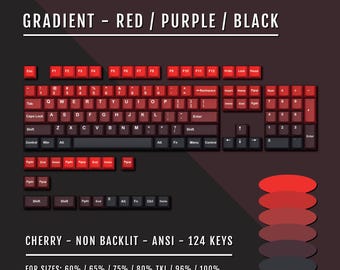Red/Purple/Black Gradient PBT Keycaps: ANSI Cherry Profile