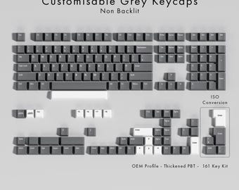 Custom Grey PBT Keycap Set: Dye-Sublimated, OEM Profile