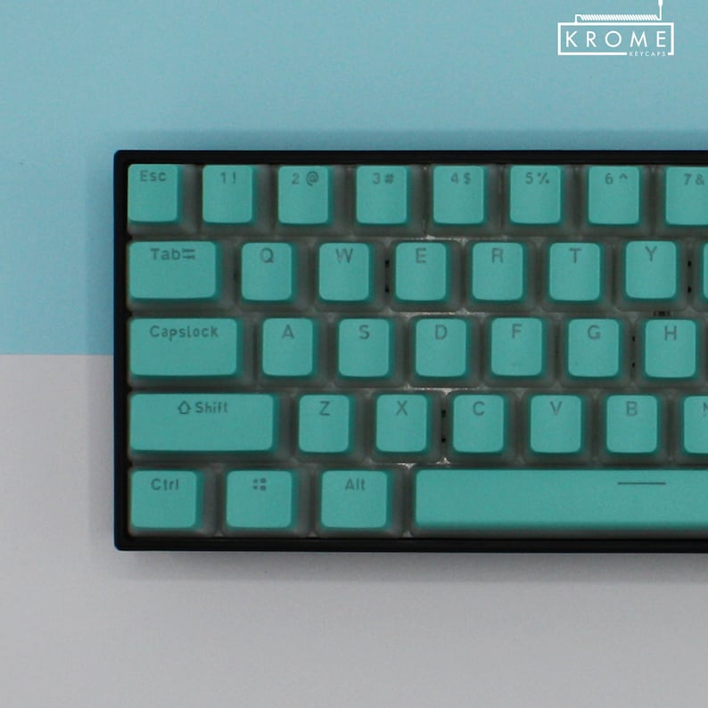 ANSI Turquoise Pudding Double Shot PBT Keycaps Full Set with Backlighting Oem Profile Sizes for 100, 80 Tkl and 60 image 2