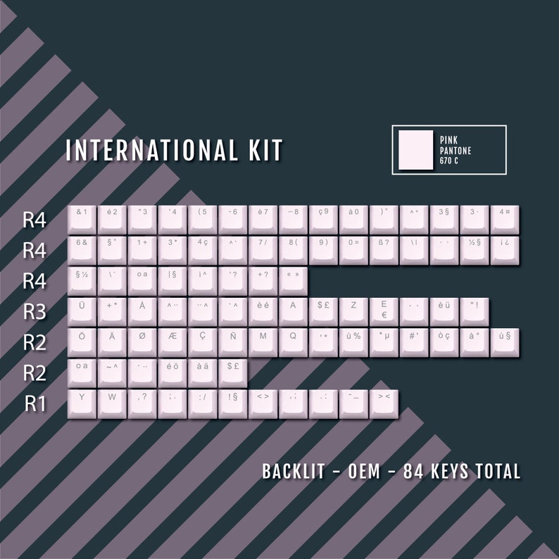 Light Pink Backlit International Keycap Set - ABS OEM Profile - Etsy