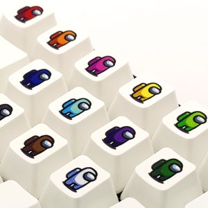 Among Us Custom Keycaps - R4/R3/R2/R1 - Profil OEM - Pasuje do przełączników Cherry MX - Prezenty w postaci nasadek klawiszy - Prezenty w postaci nasadek klawiszy na Boże Narodzenie