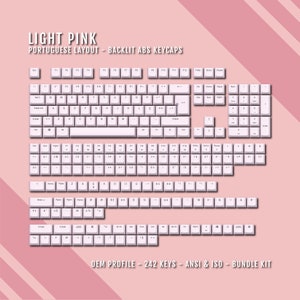 Ljusrosa bakgrundsbelysta portugisiska tangentbord - ISO-PT QWERTY-layout - Windows- och Mac-symboler - ABS-material - För 60/65/75/80/96/100% tangentbord