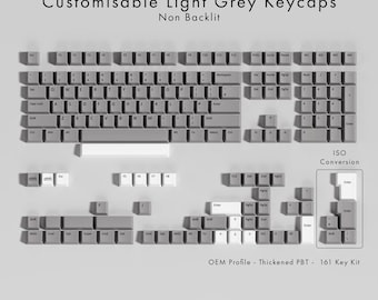 Teclas PBT gris claro personalizables, sin retroiluminación, perfil OEM