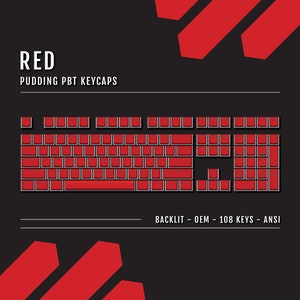 Red Pudding Keycaps: Backlit Double Shot PBT - ANSI 108 Keys