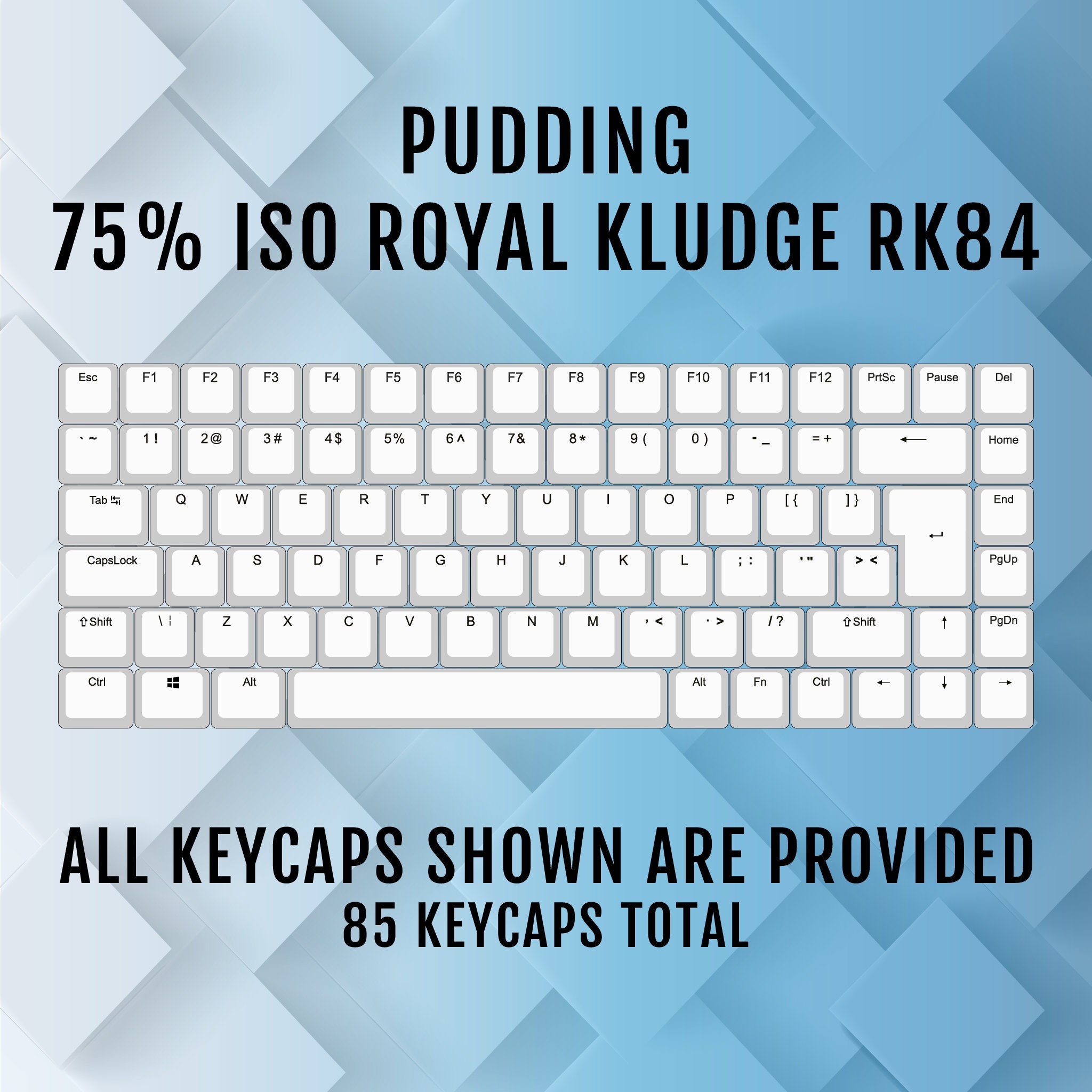 RK84 Pudding Keycaps: ANSI/ISO, Double Shot PBT, 75