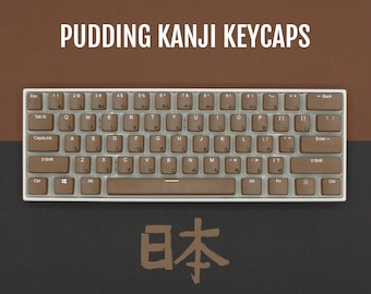 Teclas PBT Pudding con caracteres kanji japoneses - Marrón claro ANSI
