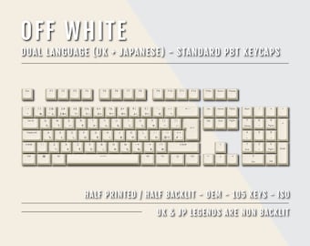 Off White Zweisprachige Tastenkappen: UK Japanisch Hiragana, Double Shot PBT